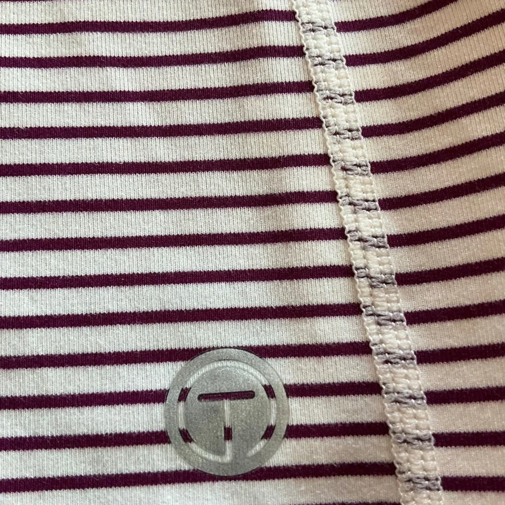 Talbots Athletic Tank Top Womens Small Burgundy White Striped Built-in Shelf Bra
